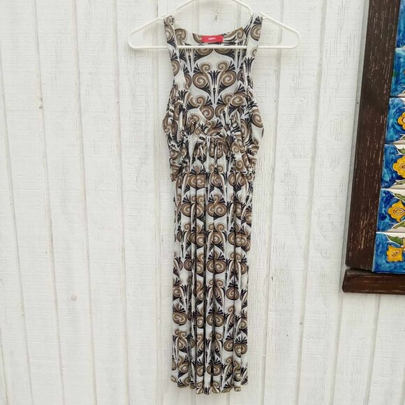 IODICE Brazilian Silky Halter Dress Geometric Tan White Black  Size Small  EUC - Picture 3 of 8